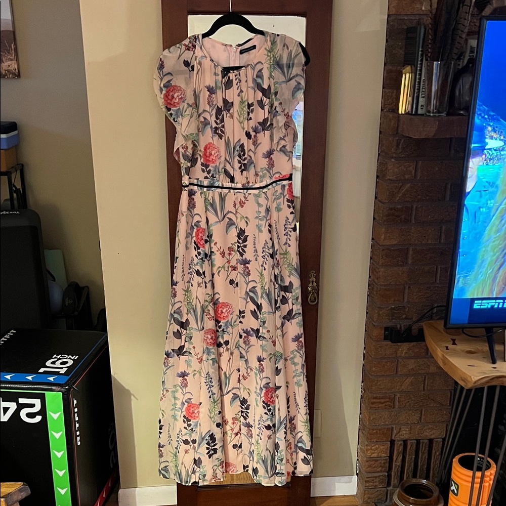 Tommy Hilfiger Floral Print Pink and Blue Maxi Dress